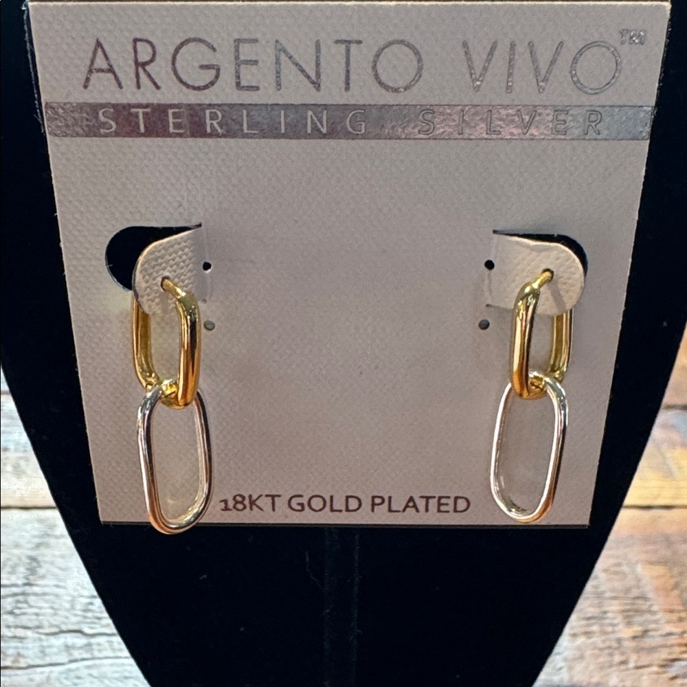 Argento Vivo Gold and Silver Link Earrings